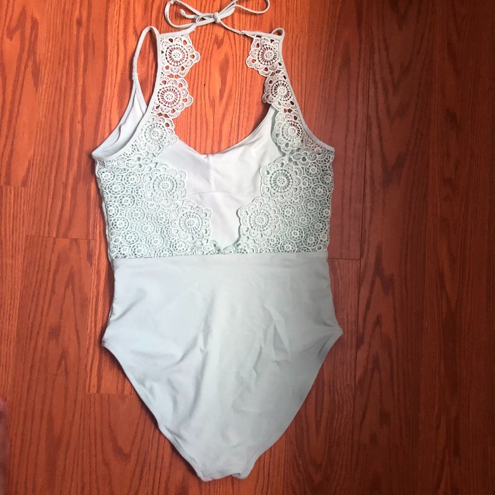 Aerie Light Blue Swimsuit with Cut Out Detail